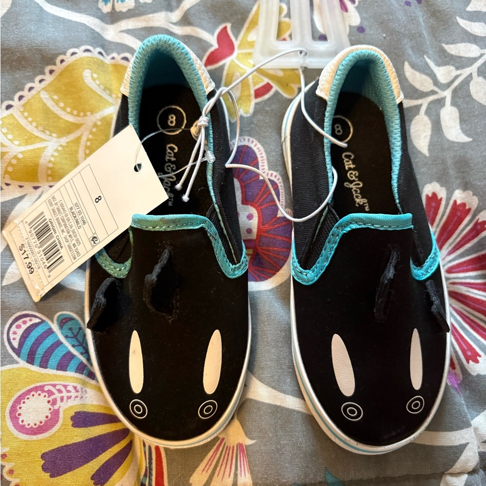 Cat & Jack Black and Teal Kids Slip-On Sneakers